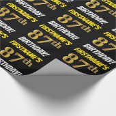 Papier Cadeau Noir, Faux/Imitation Or, "87e anniversaire" (Coin)