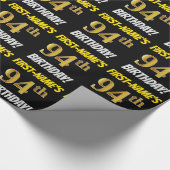 Papier Cadeau Noir, Faux/Imitation Or, "94e anniversaire" (Coin)