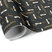 Papier Cadeau Noir Félicitations Diplôme de classe Année Grad (Coin rond)