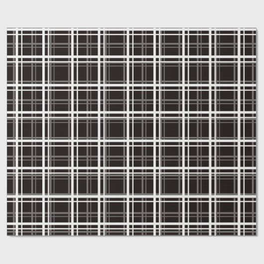 Papier Cadeau Noir Fenêtre Plaid Grid Stripes Design Motif (Plat)