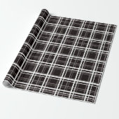 Papier Cadeau Noir Fenêtre Plaid Grid Stripes Design Motif (Déroulé)