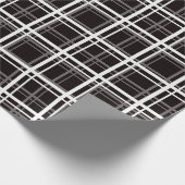 Papier Cadeau Noir Fenêtre Plaid Grid Stripes Design Motif (Coin)