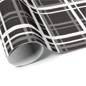 Papier Cadeau Noir Fenêtre Plaid Grid Stripes Design Motif (Coin rond)