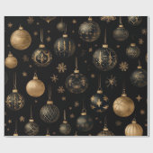 Papier Cadeau Noir festif et or (Plat)