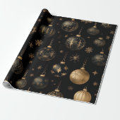 Papier Cadeau Noir festif et or (Déroulé)
