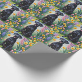 Papier Cadeau Noir Grand Danse Fleurs de printemps de chien Pein (Coin)