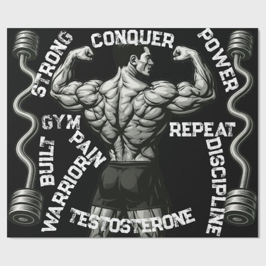 Papier cadeau noir Gym Warrior (Plat)