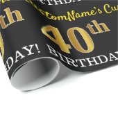 Papier Cadeau Noir, Imitation Or "40ème anniversaire" (Coin rond)