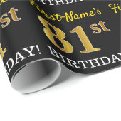 Papier Cadeau Noir, Imitation Or "81e ANNIVERSAIRE" (Coin rond)