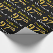 Papier Cadeau Noir, Imitation Or "97ème anniversaire" (Coin)