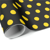 Papier Cadeau Noir Jaune Points Simples Minimal (Coin rond)
