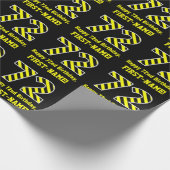 Papier Cadeau Noir & Jaune rayé "72"; 72e anniversaire + nom (Coin)