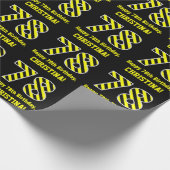 Papier Cadeau Noir & Jaune rayé "78"; 78e anniversaire + nom (Coin)