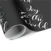 Papier cadeau noir Joy to the World (Coin rond)