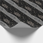 Papier Cadeau Noir Joyeux Noël Business votre logo Salutations (Coin)