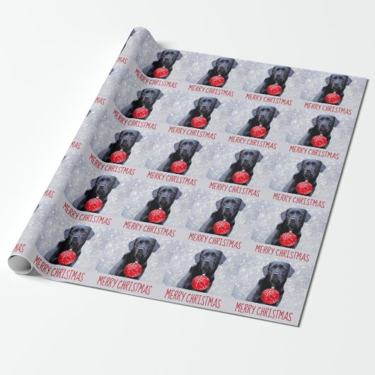 Papier Cadeau Noir Labrador Joyeux Noël - Chien mignon chiot (Déroulé)