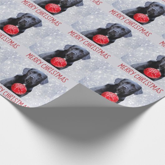 Papier Cadeau Noir Labrador Joyeux Noël - Chien mignon chiot (Coin)