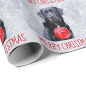 Papier Cadeau Noir Labrador Joyeux Noël - Chien mignon chiot (Coin rond)