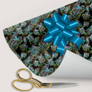 Papier Cadeau Noir Lumière Neon Lumineuse Noël Présents et Maiso