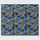 Papier Cadeau Noir Lumière Non Noël Motif de réveil (Plat)