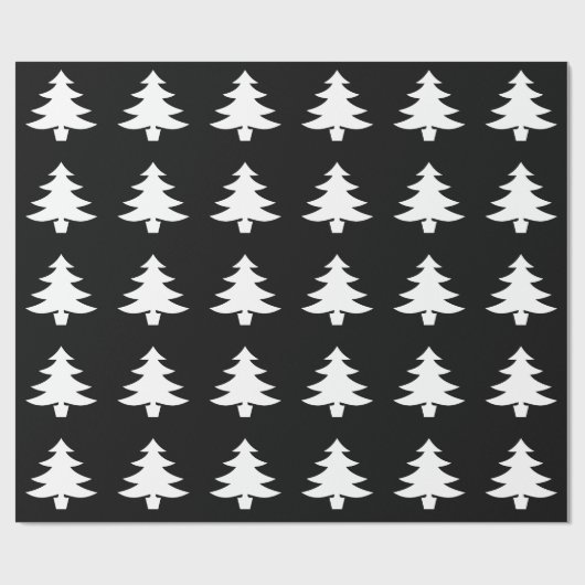 Papier Cadeau Noir lumineux blanc de motif de vacances d'arbre (Plat)