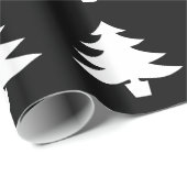 Papier Cadeau Noir lumineux blanc de motif de vacances d'arbre (Coin rond)