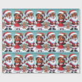 Papier Cadeau Noir M. & Mme Claus papier d'emballage (Plat)