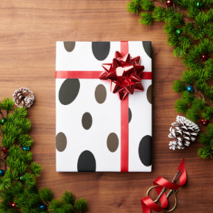 Papier Cadeau Noir Marron à pois