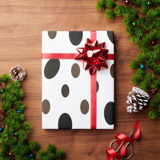 Papier Cadeau Noir Marron à pois (Cadeau de vacances)