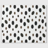 Papier Cadeau Noir Marron à pois (Plat)