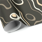 Papier Cadeau Noir marron damas abstrait tourbillons cool motif (Coin rond)