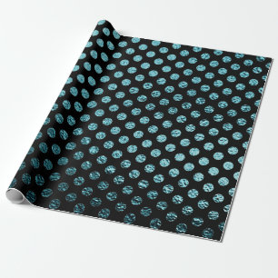 Papier Cadeau Noir métallique turquoise de pois verre urbain