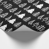 Papier Cadeau Noir mignon de motif de vacances d'arbres de Noël (Coin)