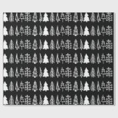 Papier Cadeau Noir mignon de motif de vacances d'arbres de Noël (Plat)