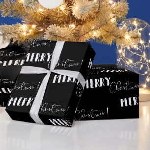 Papier cadeau noir minimaliste Joyeux Noël