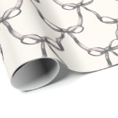 Papier Cadeau Noir moderne du siècle moderne NoirBow Noël (Coin rond)