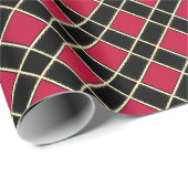 Papier Cadeau Noir moderne et rouge Bourgogne À damiers Motif (Coin rond)