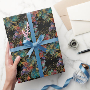 Papier Cadeau Noir Moderne Multicolore avec Faux Brillants