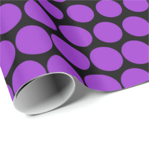 Papier Cadeau Noir moderne pourpre de point de polka