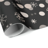Papier Cadeau Noir noir Brown neutre Boho hiver Noël (Coin rond)