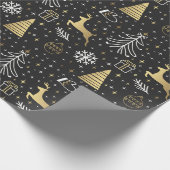 Papier Cadeau Noir Noir moderne élégant Noël (Coin)