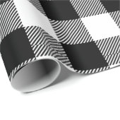 Papier Cadeau Noir noir rétro Noël Nouvel An Tartan Plaid (Coin rond)
