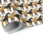Papier Cadeau Noir, or mat et Cheval Blanc (Coin rond)
