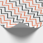 Papier Cadeau Noir Orange Chevron Zigzag (Coin)