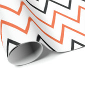 Papier Cadeau Noir Orange Chevron Zigzag (Coin rond)