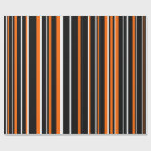 Papier Cadeau Noir, Orange, Code-Barres Rayure Blanche (Plat)