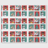 Papier Cadeau Noir Père Noël de Joyeux Noël et enfants (Plat)