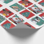 Papier Cadeau Noir Père Noël de Joyeux Noël et enfants (Coin)