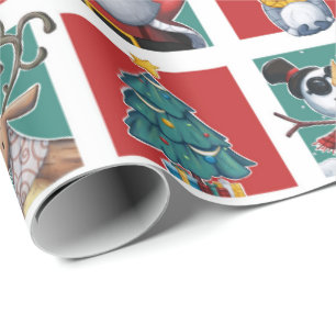 Papier Cadeau Noir Père Noël de Joyeux Noël et enfants