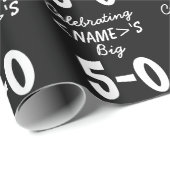 Papier Cadeau Noir personnalisé 50e anniversaire (Coin rond)